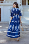 Etnik Desenli Maxi Elbise - LACİVERT