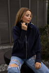 Fermuarlı Sweatshirt - LACİVERT