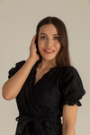 Fistolu Midi Elbise - SİYAH