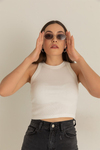 Fitilli Crop Atlet - BEYAZ