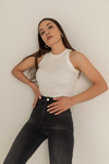 Fitilli Crop Atlet - BEYAZ