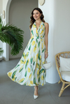 Floral Desenli Maxi Elbise - SARI