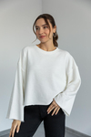 Geniş Kol Sweatshirt - BEYAZ