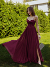 Göğüs Balenli Şifon Abiye - BORDO