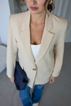Gold Aksesuar Detaylı Blazer Ceket - KREM
