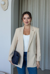 Gold Aksesuar Detaylı Blazer Ceket - KREM