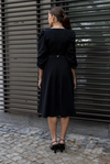 Gold Kemerli Midi Elbise - SİYAH