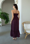 Gül Detaylı Maxi Elbise - BORDO