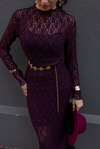 Güpürlü Dantel Takım - BORDO