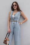 Rope Belted Overall Jumpsuit - LIGHT BLUE