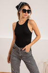 Halter Yaka Astarlı Bodysuıt - SİYAH
