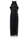 Halter Yaka Çiçekli Elbise - SİYAH