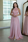 Halter Yaka Drape Detaylı Abiye - PUDRA