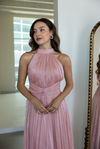 Halter Yaka Drape Detaylı Abiye - PUDRA