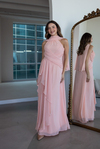 Halter Yaka Drape Detaylı Abiye - SOMON