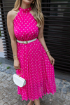 Halter Yaka Elbise - PEMBE