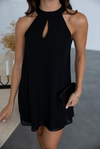 Halter Yaka Mini Elbise - SİYAH