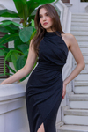 Halter Yaka Simli Abiye - SİYAH