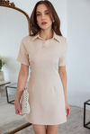 İnci Baskılı Mini Elbise - KREM