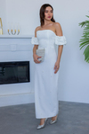 Pearl Embellished Pencil Dress - WHITE