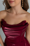 İncili Organze Abiye - BORDO