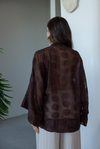 İp Bağcıklı Brodeli Kimono - KAHVERENGİ
