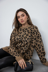 İpek Leopar Kazak - KAHVERENGİ