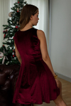 Kadife Mini Elbise - BORDO