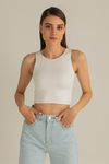 Kalın Askılı Crop - BEYAZ