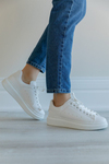 Kalın Tabanlı Sneakers Ayakkabı - BEYAZ