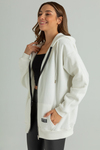Kapüşonlu Fermuarlı Oversize Sweat - EKRU