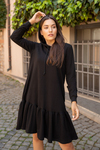 Kapüşonlu Sweat Elbise - SİYAH