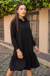 Kapüşonlu Sweat Elbise - SİYAH