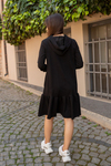 Kapüşonlu Sweat Elbise - SİYAH