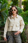 Kaşe Crop Ceket - KREM