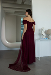 Kayık Yaka Dantelli Abiye - BORDO