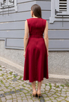 Kemerli Midi Boy Elbise - BORDO