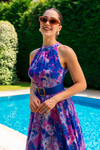 Kemerli Şifon Elbise - PEMBE