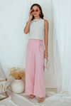 Keten Palazzo Pantolon - PEMBE