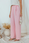 Keten Palazzo Pantolon - PEMBE