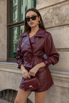 Kısa Deri Ceket - BORDO