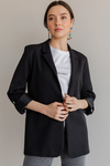 Kıvrık Kollu Blazer Ceket - SİYAH