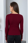 Kol Düğmeli Basic Triko - BORDO