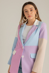 Kontrast Renkli Blazer - LİLA