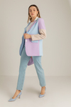 Kontrast Renkli Blazer - LİLA