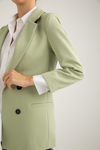 Krep Süs Düğmeli Blazer - MİNT YEŞİL