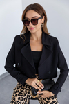 Kruvaze Crop Ceket - SİYAH