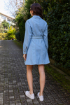 Kuşaklı Denim Elbise - MAVİ