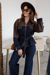 Kuşaklı Denim İkili Takım - LACİVERT