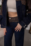 Kuşaklı Denim İkili Takım - LACİVERT
